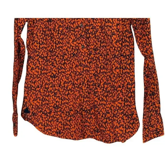 J. Crew Tulip Popover Long Sleeve Collard Half Button Up Shirt S Blue Orange - Picture 3 of 15